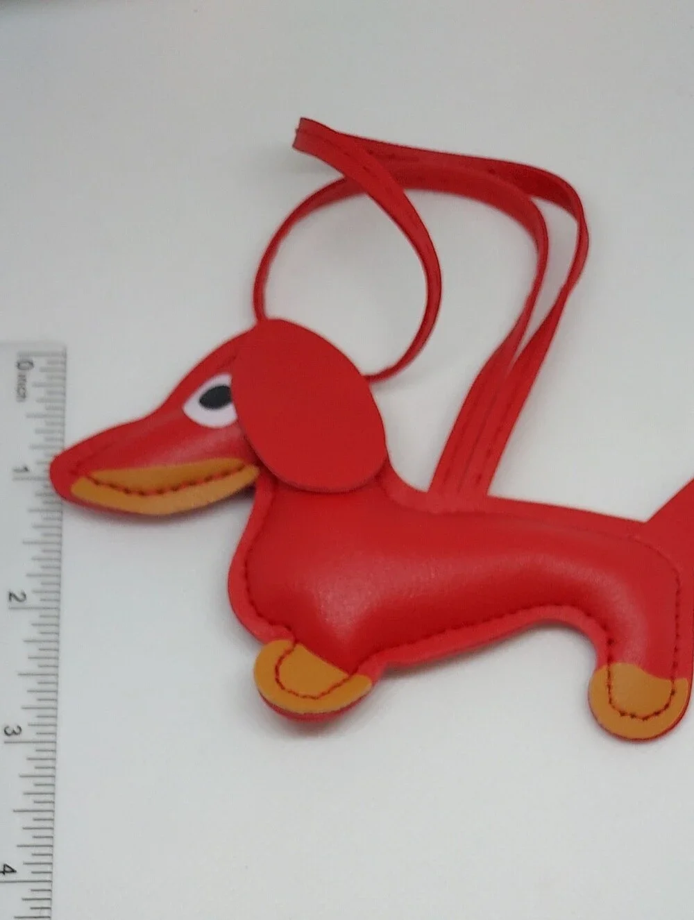 Dachshund Faux Leather Keychain Bag Purse Charm  RED NWT